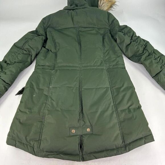 Sam Edelman Jinny Down Parka Jacket Size M Faux Fur Hooded Coat Olive Green - Picture 2 of 12